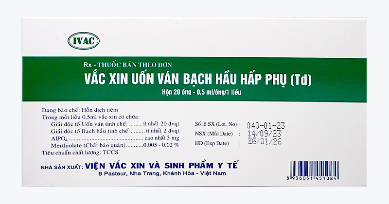 Vắc xin uốn ván bạch hầu hấp phụ (TD) QLVX-943-16